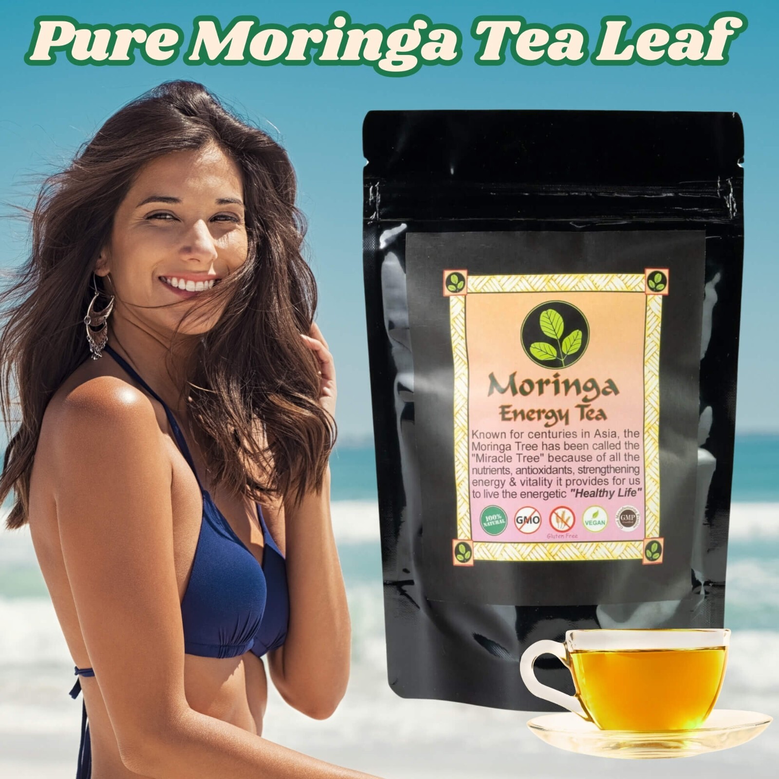 Moringa Tea Loose Leaf, USDA Organic, Pure Moringa Leaf, 3 oz
