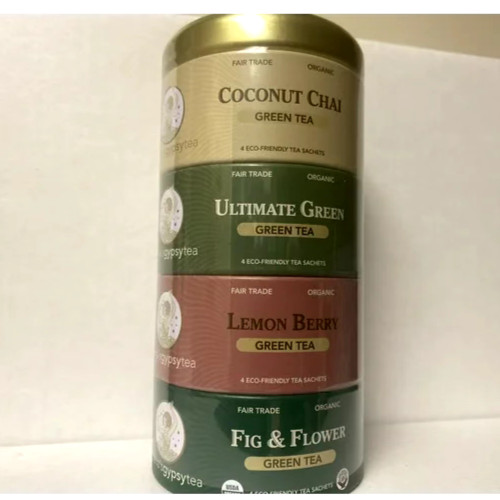 Zhena’s Gypsy Tea – Green Tea Sampler 36g Fig & Flower/Lemon/Coconut Cream/Green