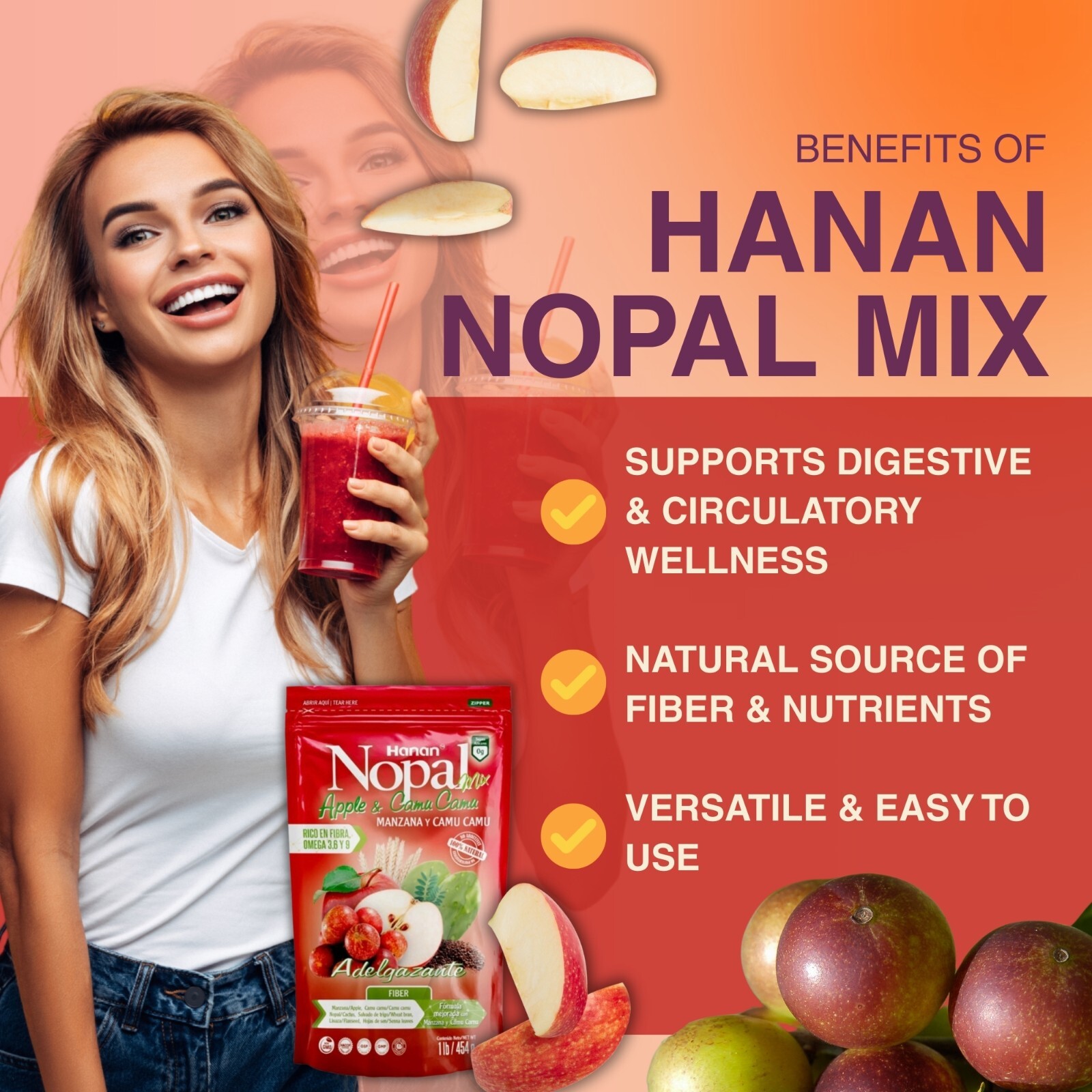 Manzana con Camu Camu 454g – 100% Natural Apple & Camu Camu Blend from Peru