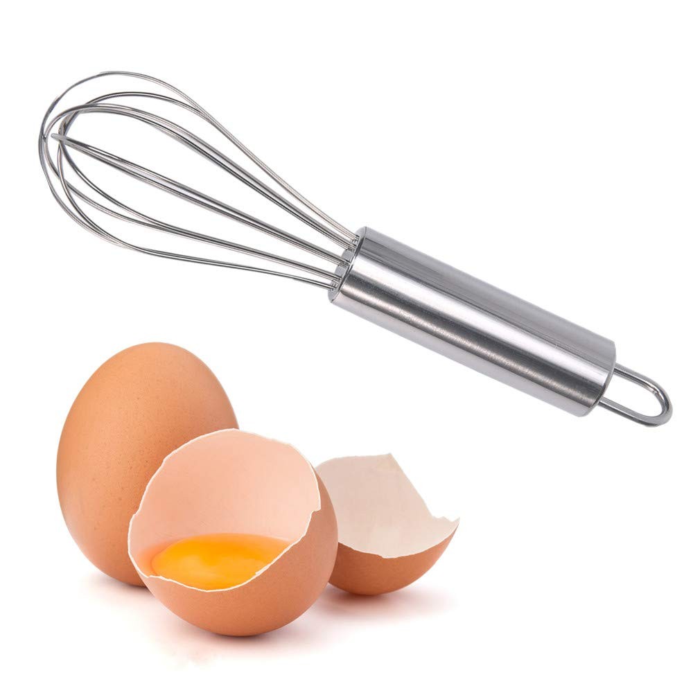 Huakai stainless steel small whisk for cheese, coffee, eggs, 6 inches, Silver
