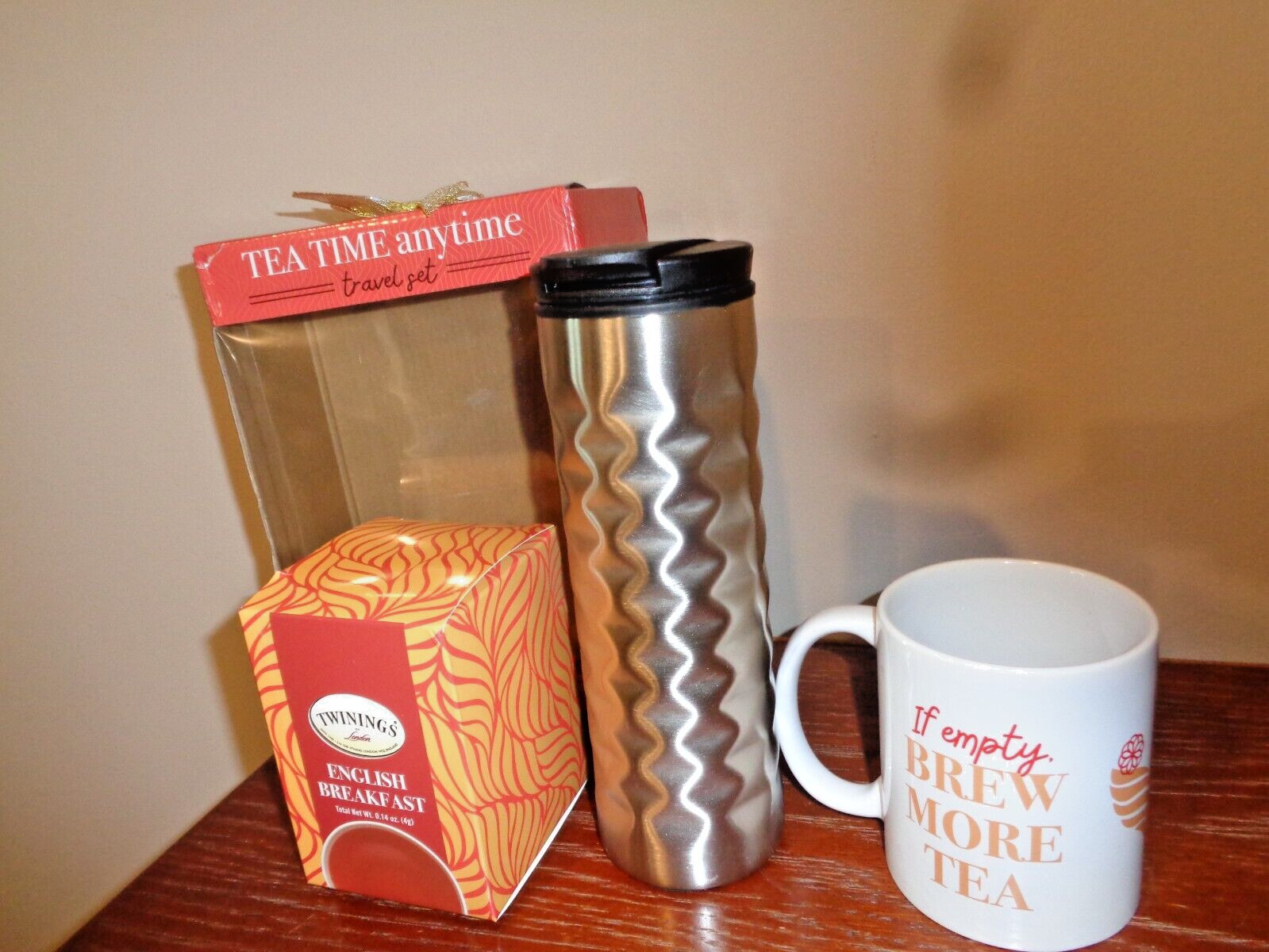 Twinings Tea Time Anytime Travel Set Stainless Steel Tumbler Ceramic Mug Tea