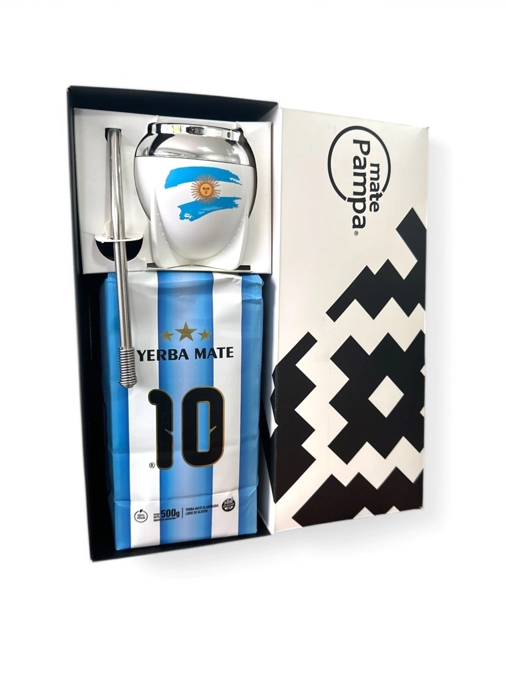 Kit Argentina. Mate Pampa + Bombilla + Yerba Mate. Licencia Oficial. Mundial