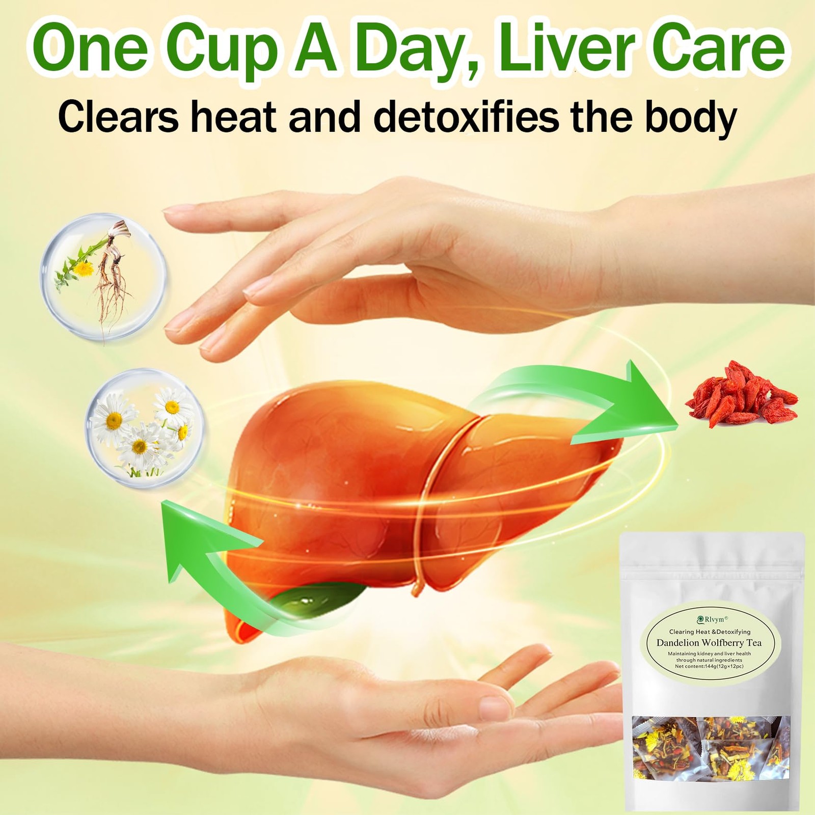 Dandelion Wolfberry Tea, Kidneys & Liver Health, Seven Natural Herbal Ingredient