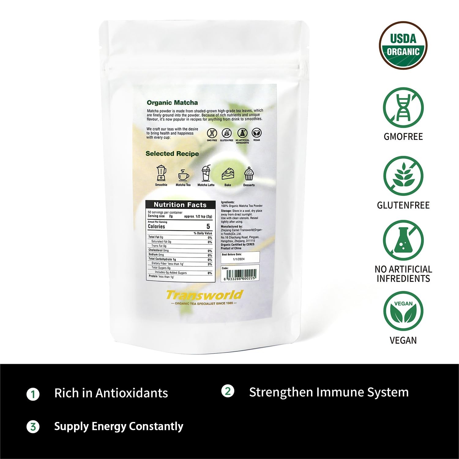 Organic Matcha Green Tea First Harvest Ceremonial 100% Pure Premium Matcha fo…