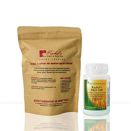 (30 Bags/60 Cups) Rachel’s Digestive Tea + 100 Billion Probiotic Count Flora