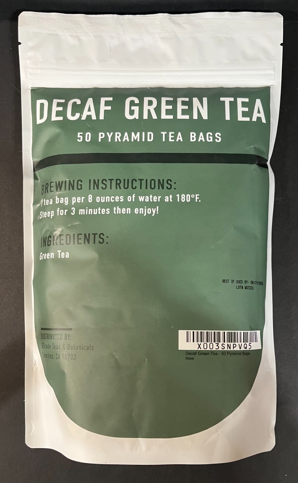 20 LEAVES Decaffeinated Green Tea 50 Pyramid Tea Bags