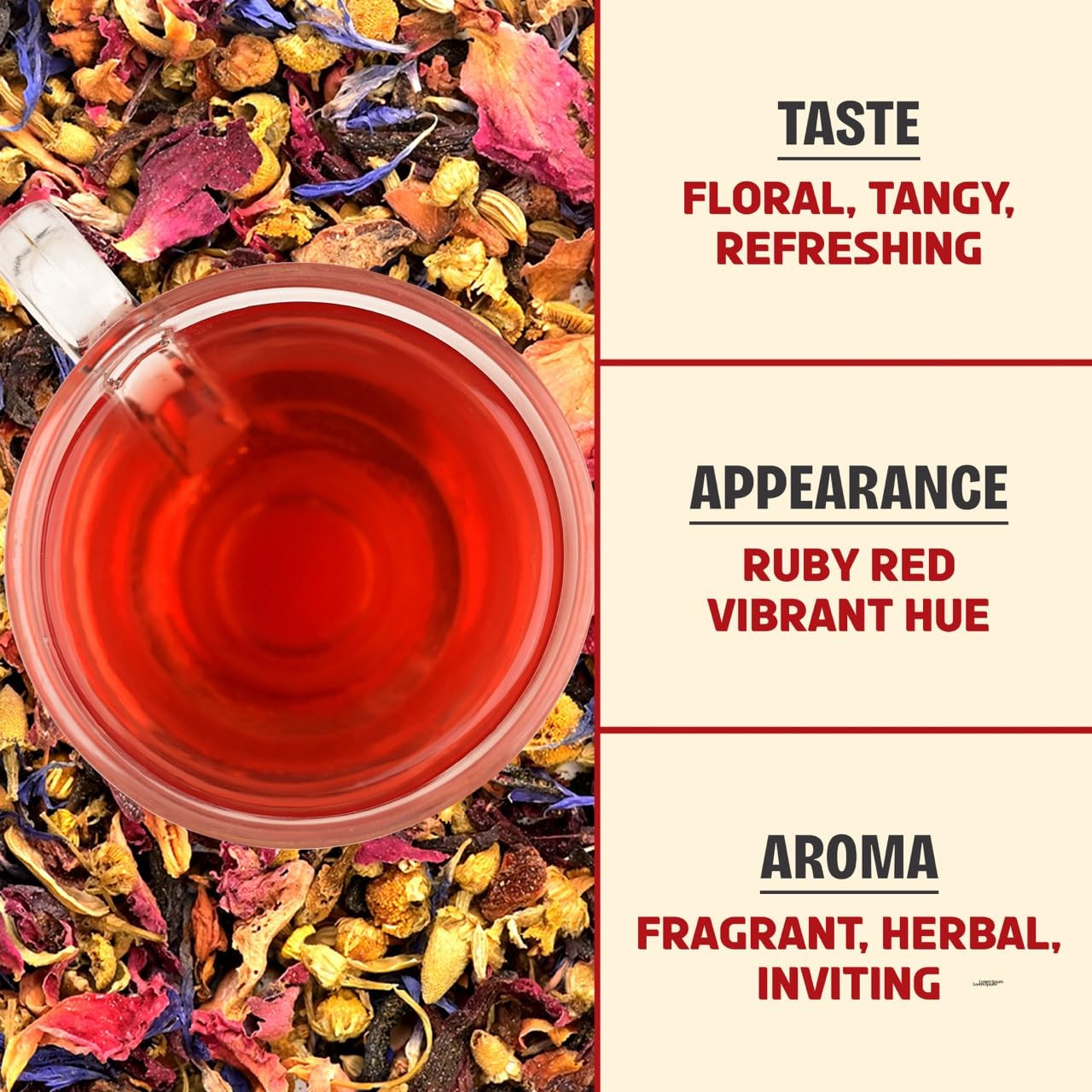 , Hibiscus Rose Herbal Loose Tea (50+ Cups) | 100% Natural, Handmade, Pure from