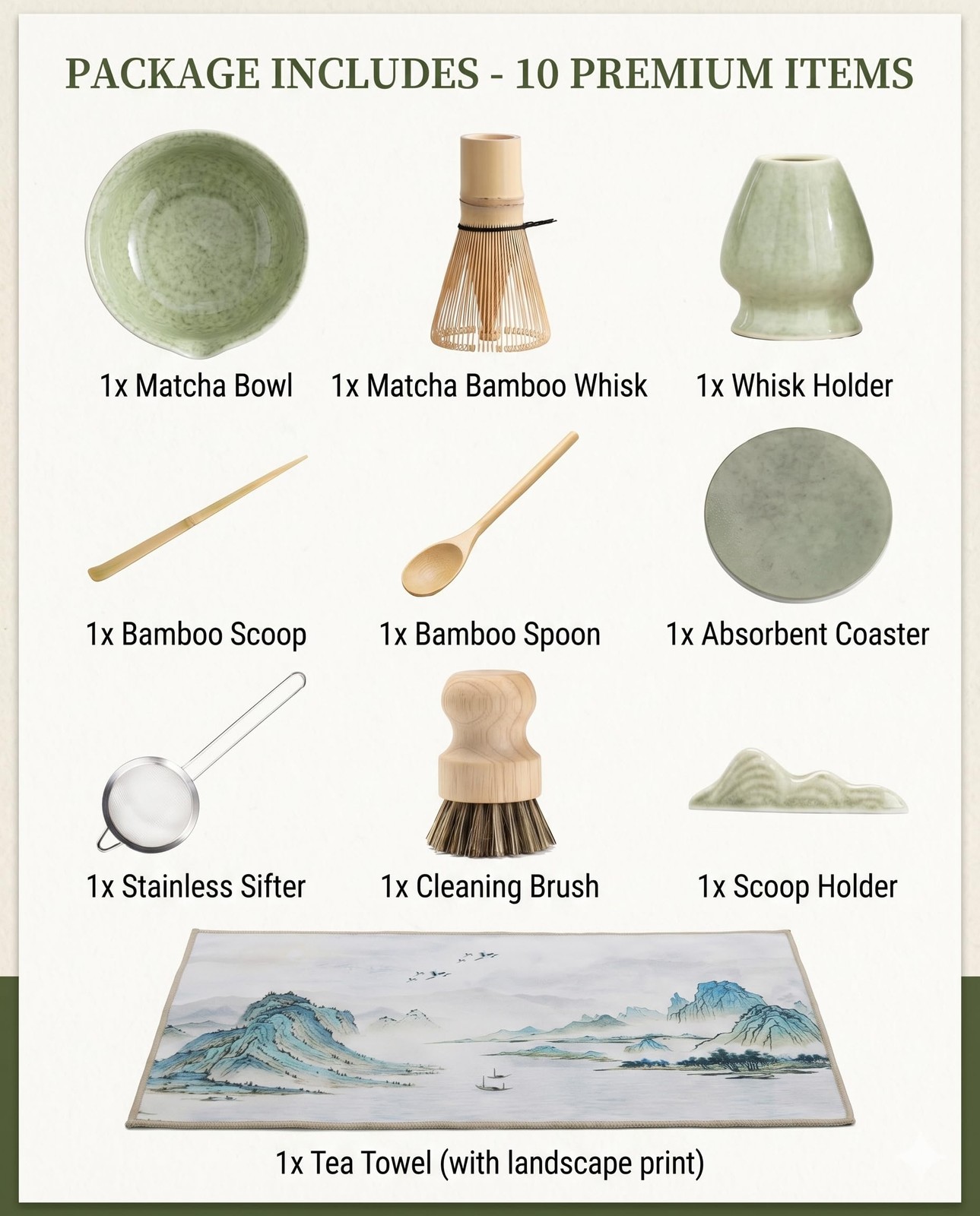 Traditional Matcha Whisk Set, 10 Pcs 450ml Matcha Bowl and Whisk, Whisk Hold…