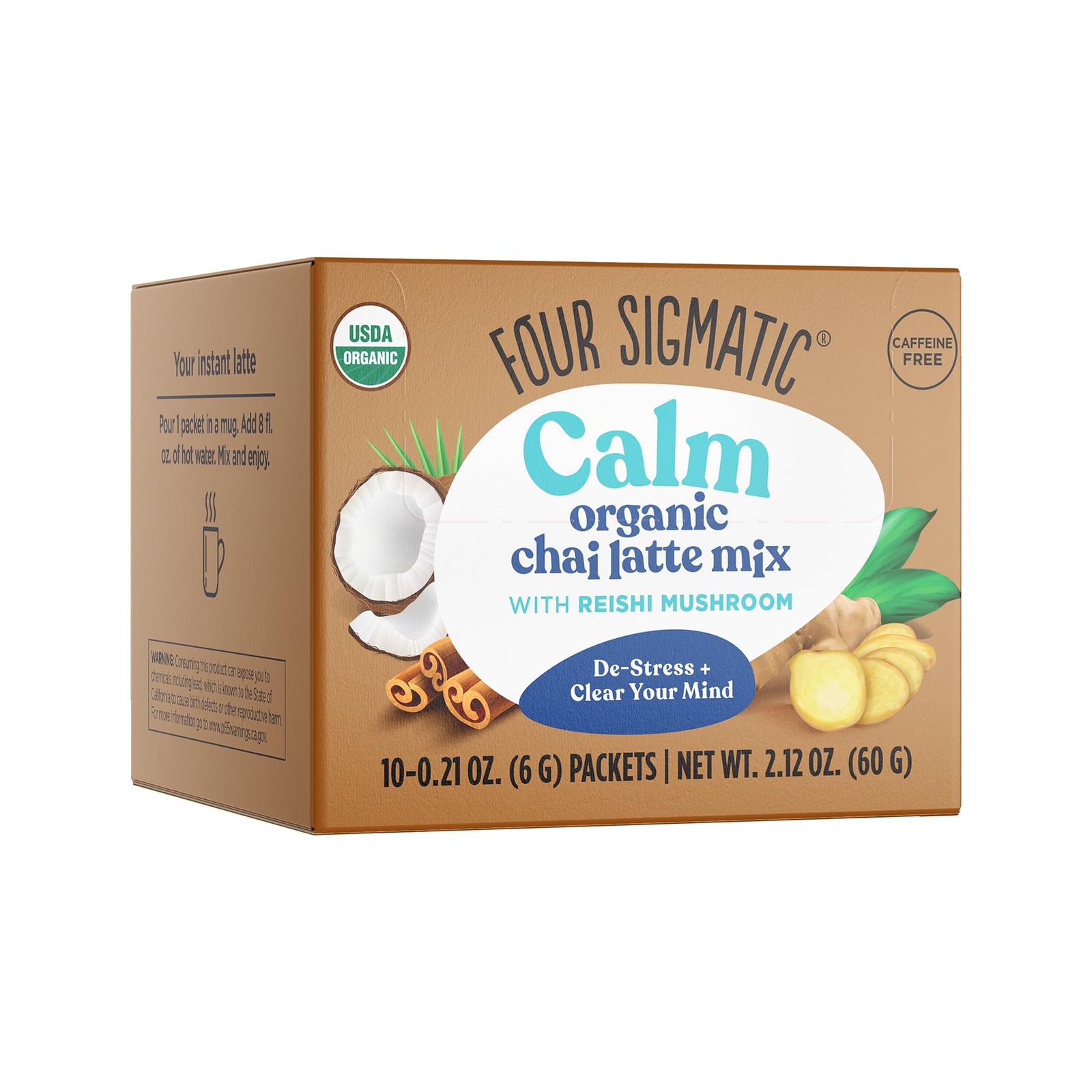 Organic Tea Guard Your Gut Caffeine Free Mushroom Chai Latte 10 Count