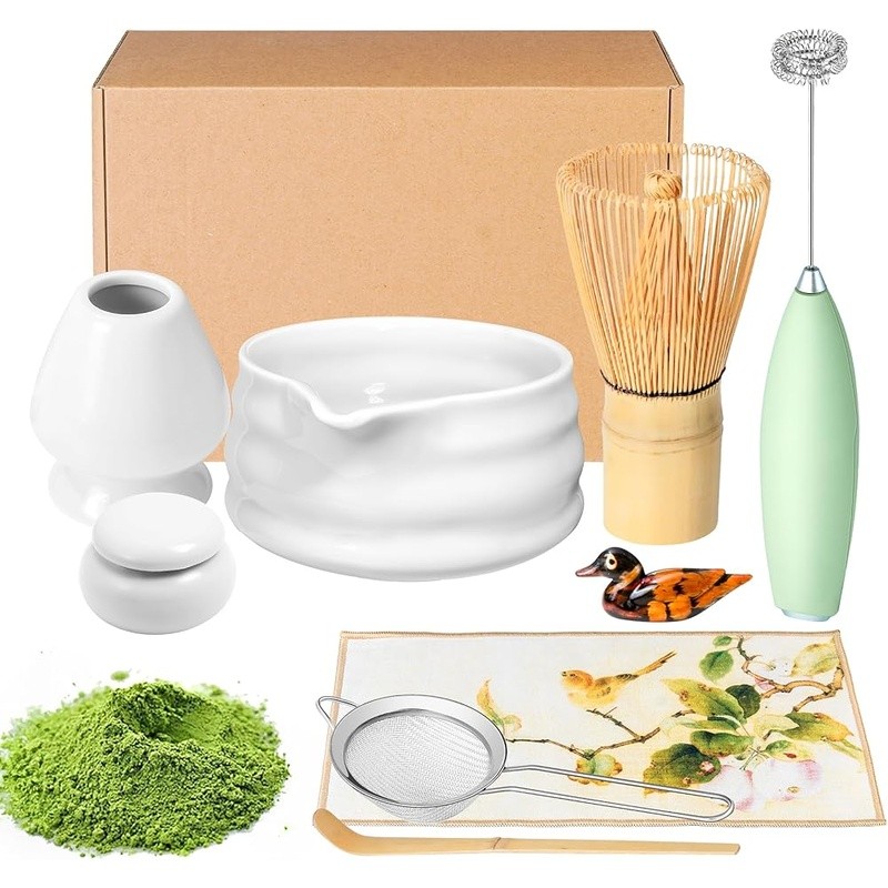 Matcha Whisk Set Bowl Scoop Strainer Cloth Holder Japanese Tea Ceremony New