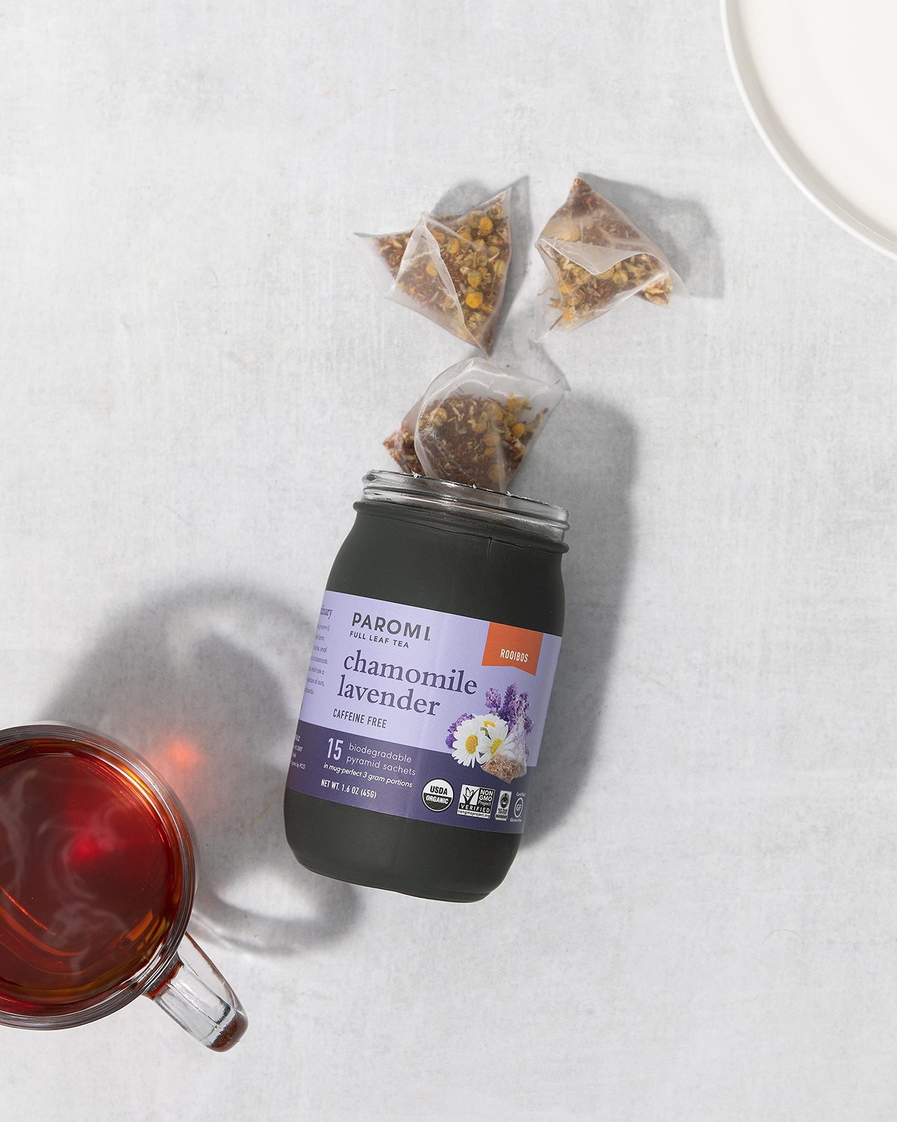 Organic Chamomile Lavender Rooibos Tea 15 Count Glass Jar Herbal Brew