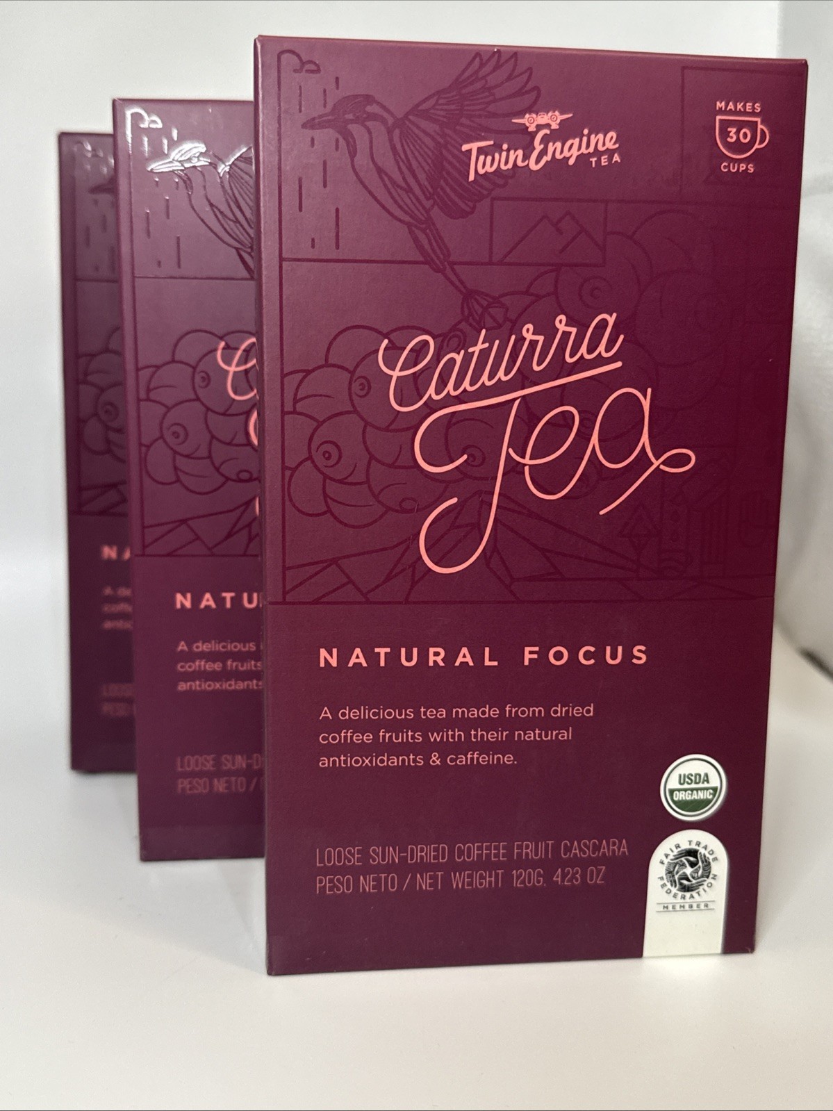3x – Caturra Tea Natural Focus Sun- Dried Coffee 120g Fruit Exp 04/10/27 Brew
