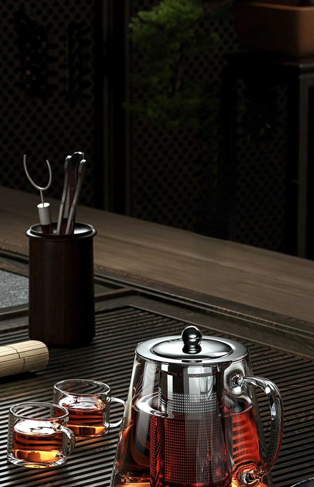 Heat-Resistant Glass Teapot with Stainless Steel Infuser, 401-500ml Kung Fu