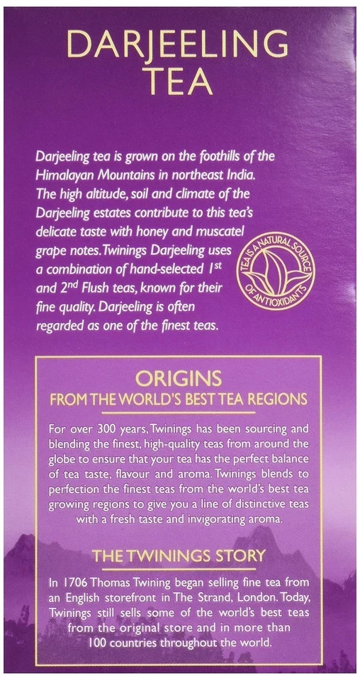 Twinings Darjeeling Black Tea 20 Count Tea Bags Masterfully Blended