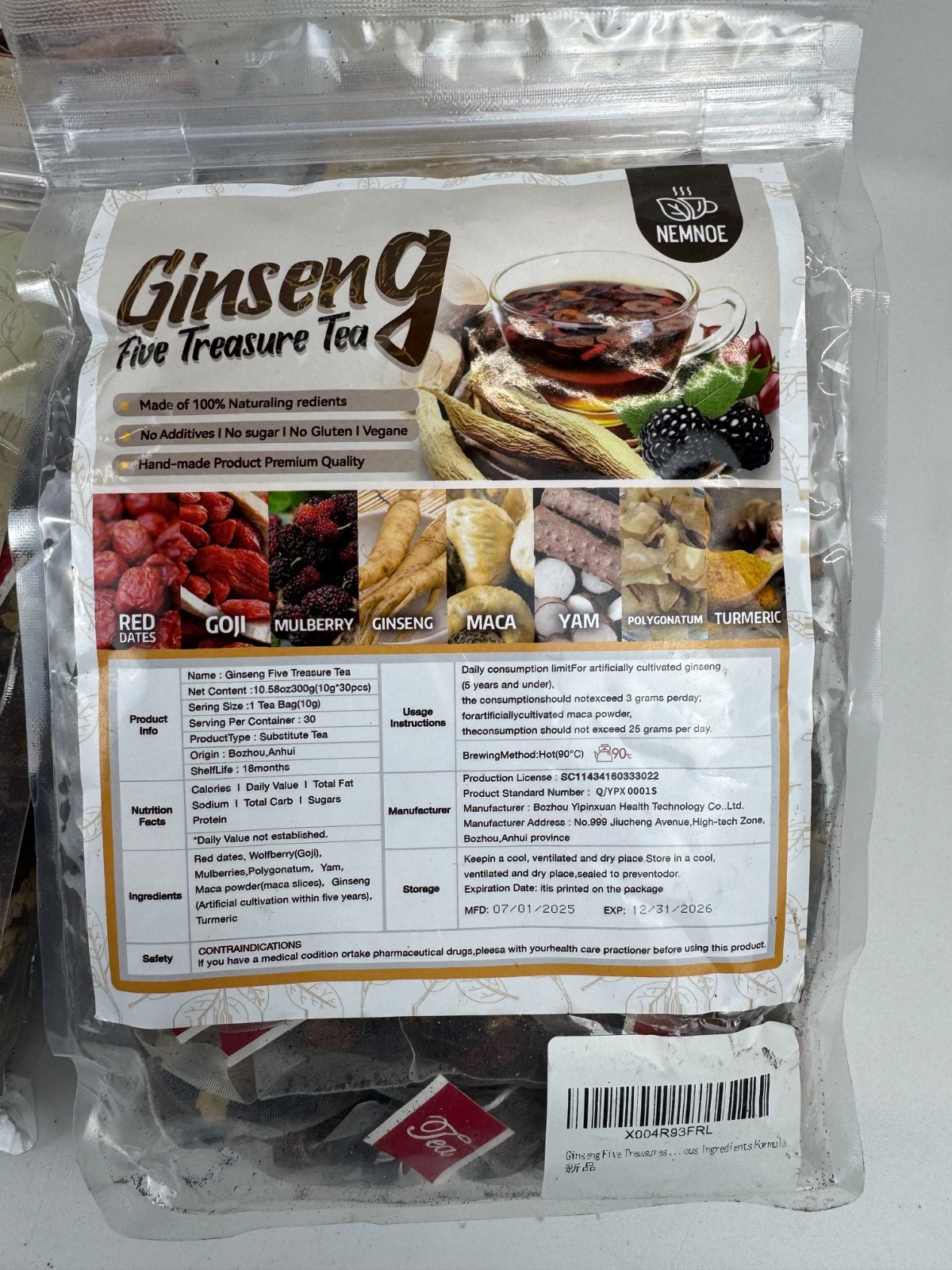 30Pcs Ginseng Five Treasures Kidney Tea Traditional Chinese Herbal Health Tea X6