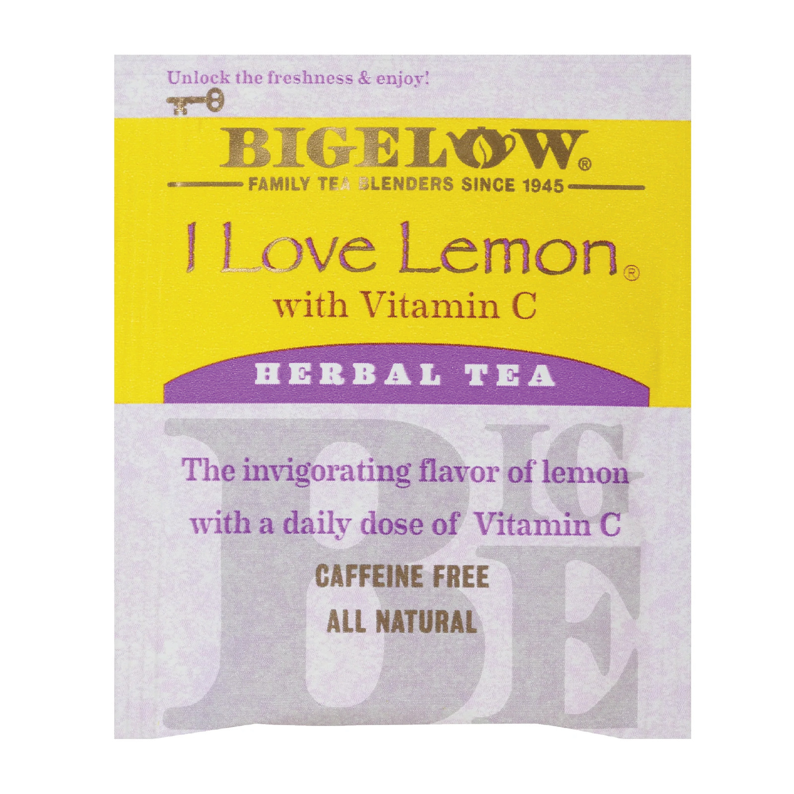 1x Box Bigelow I Love Lemon Herbal Tea Vitamin C | 20 Pouches Per Box | 1.28oz
