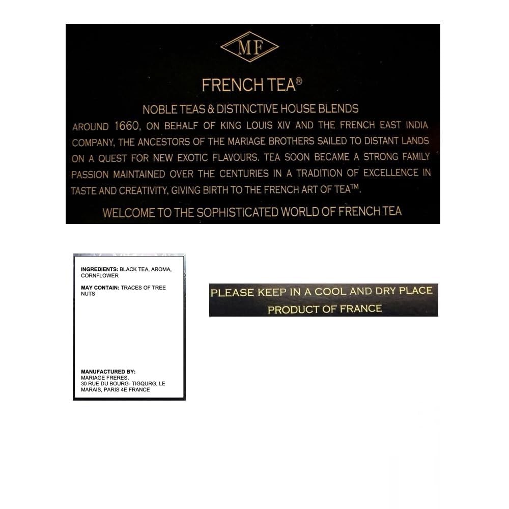 Mariage Freres Earl Grey French Blue, Black Tea 100g 3.5oz Loose (1 Pack)