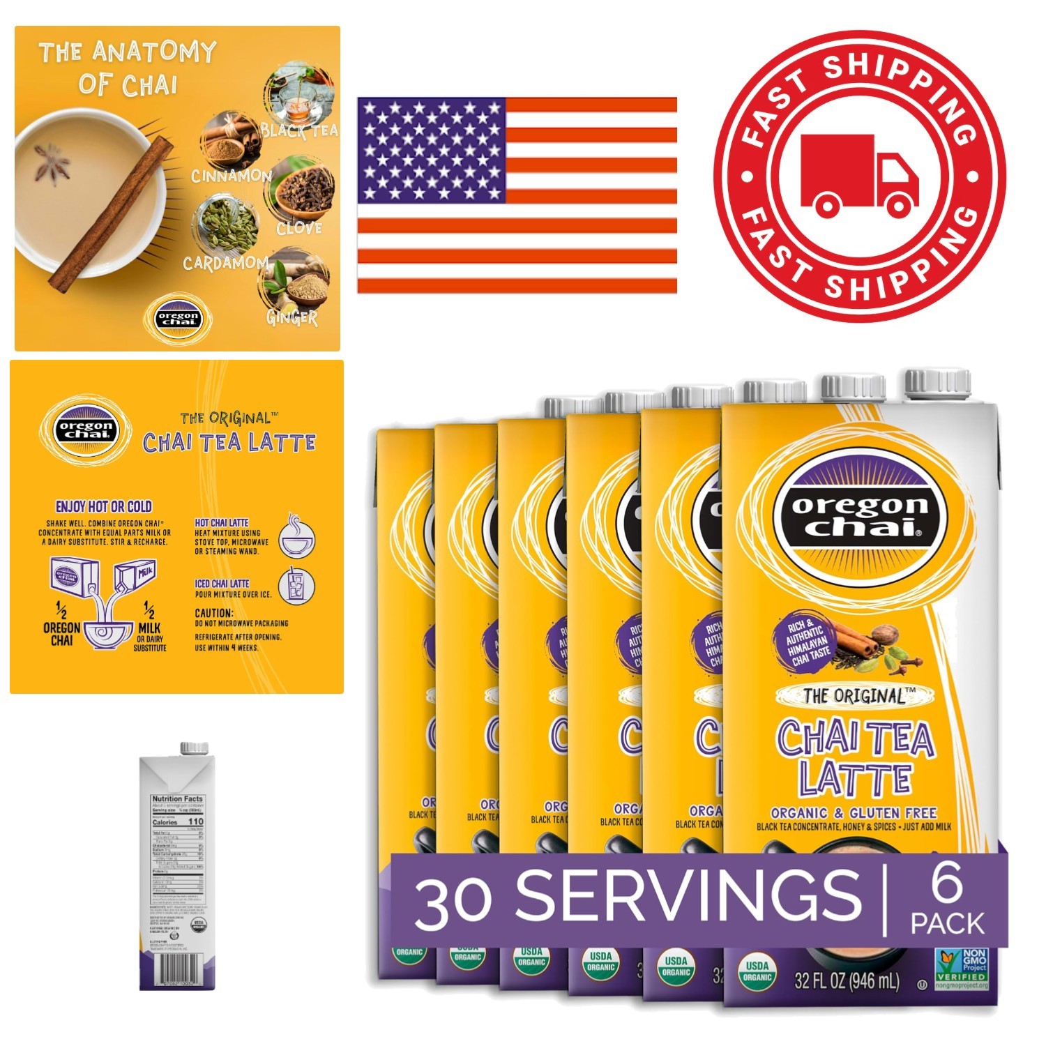 Mildly Sweet Chai Concentrate Made with Honey 192 Fluid Ounces