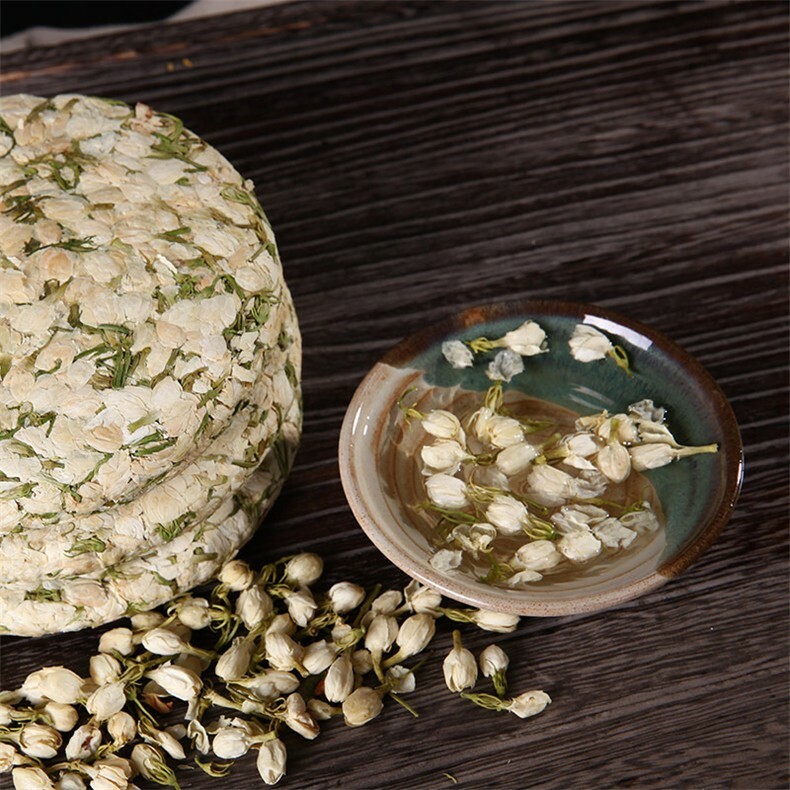 Premium Organic Jasmine Flower Tea Cake Natural Herbal Drink 200g