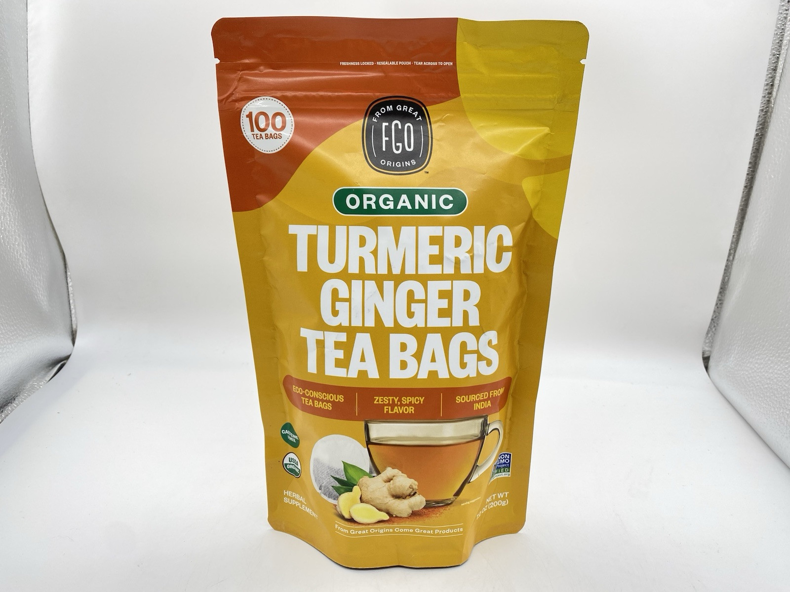 Organic Turmeric Ginger Tea – Eco-Conscious Tea Bags – 100 Count BB:03/27