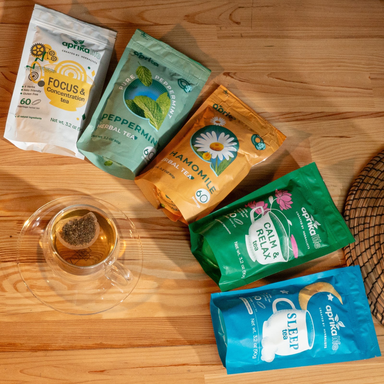 Tés de Hierbas Variados – Manzanilla, Menta, Té para Dormir, Sin Cafeína