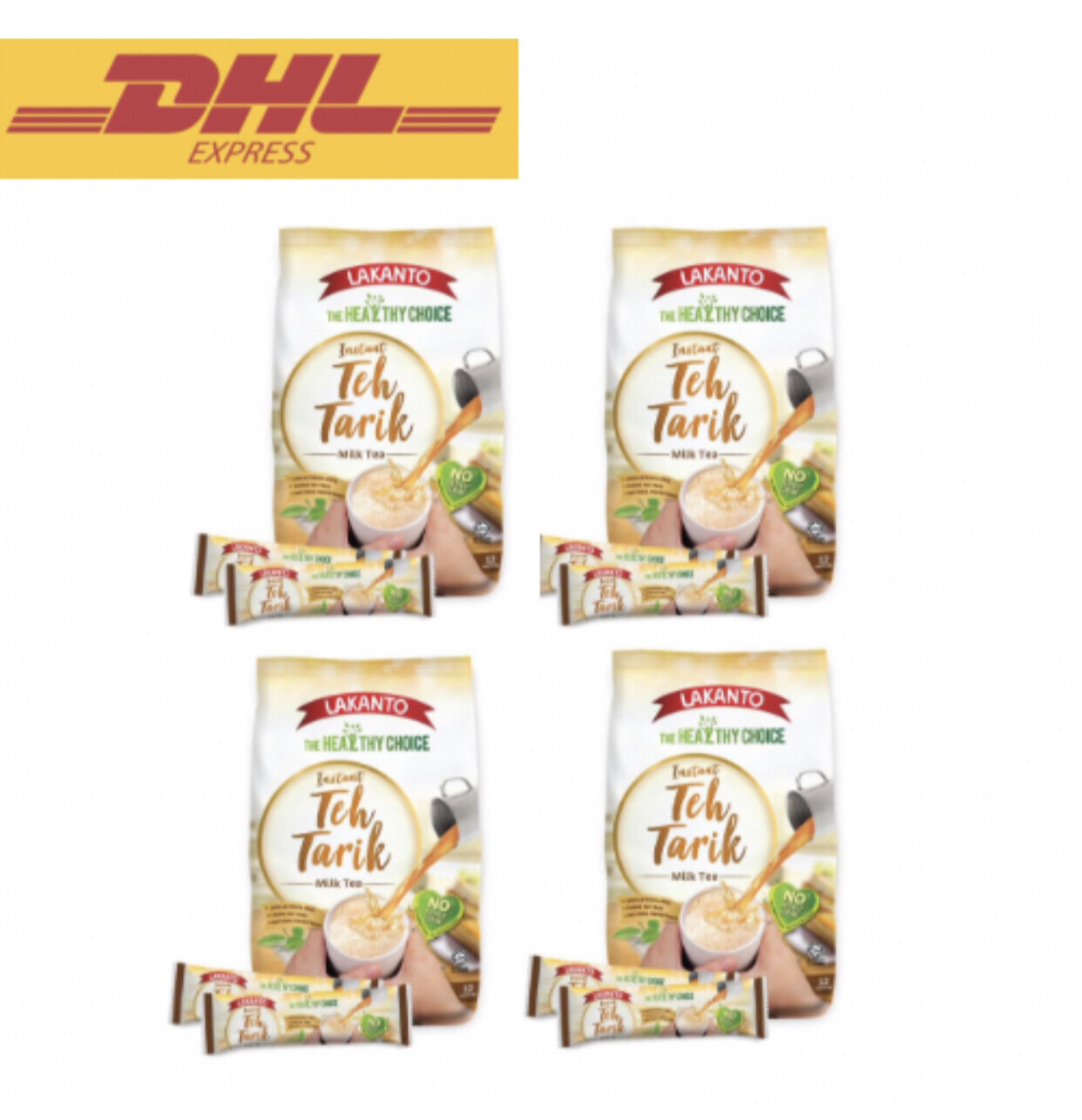 LAKANTO 3-in-1 Instant Milk Tea (12 sachets x 35g) – LOW CALORIE & SUGAR x4