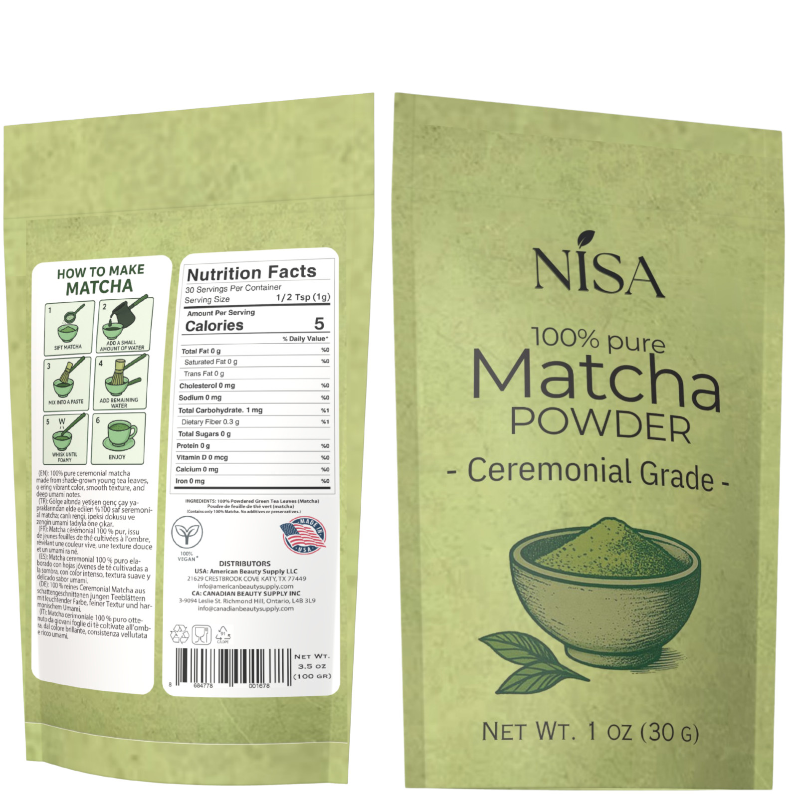 Nisa Matcha Ceremonial Grade Powder – 30g