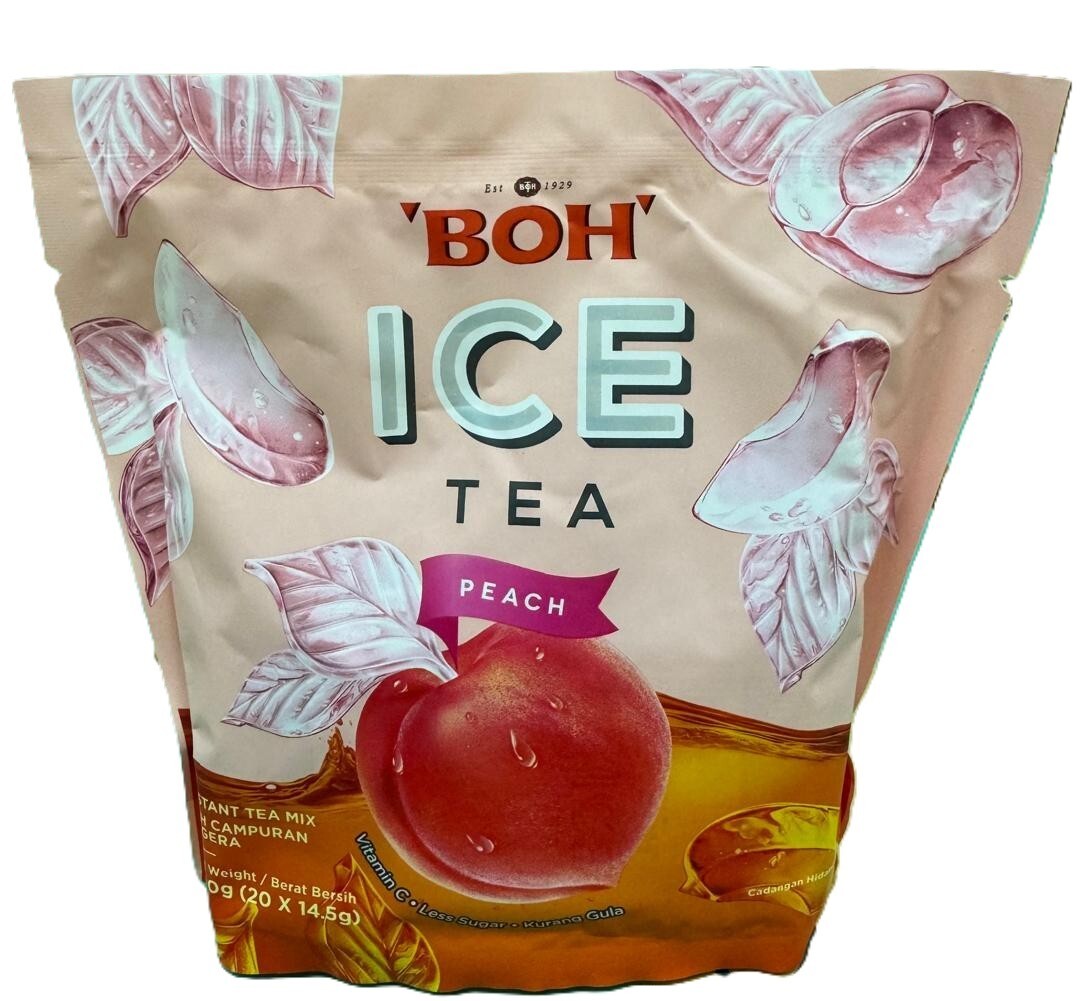 Boh Ice Tea Instant Mix Peach Flavour Vitamin C Less Sugar 20s x 14.5g – 1 Pack