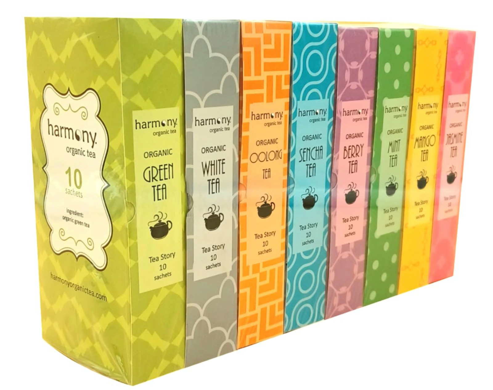 Harmony Organic Spring Tea Library, 80 Bags, 8 Blends, 5.64 oz – GIFT BOXED