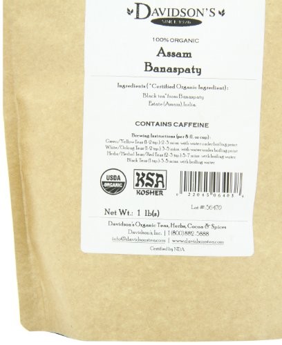 Davidson’s Organic Assam Banaspaty Black Tea 1 Pound Bold Malty Flavor