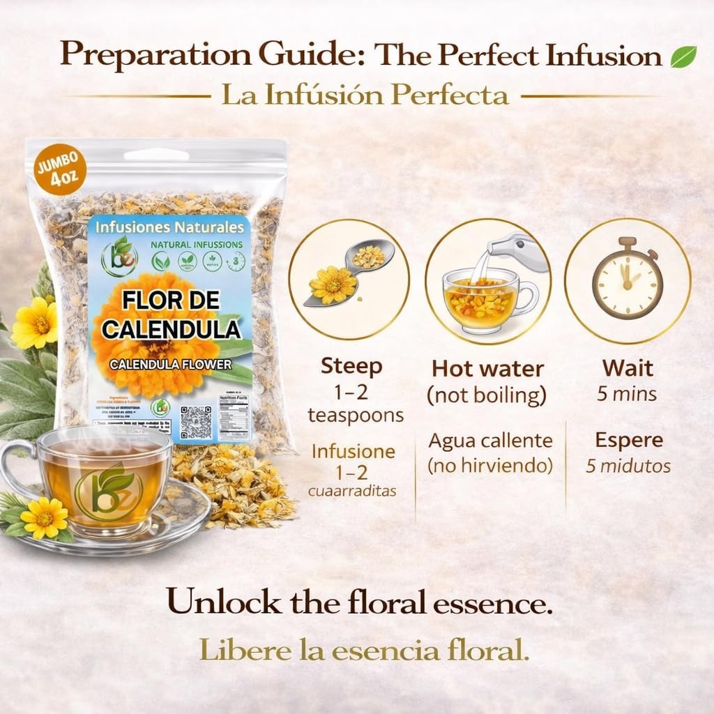 Calendula Herbal Tea – 4 oz (113 g) – Dried Marigold Flower Petals Flores