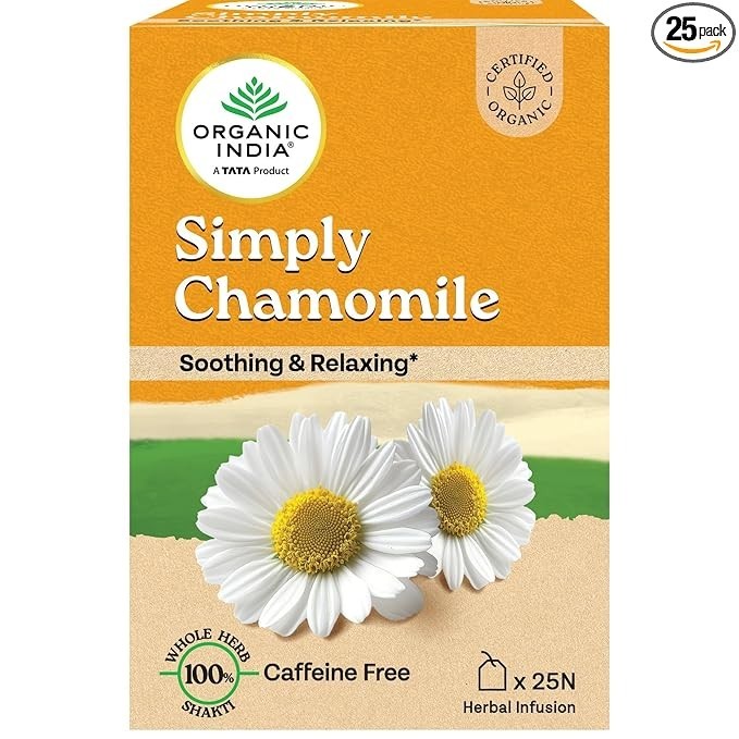 Organic India Simply Chamomile Infusion, 25 Tea Bags Free Shipping World Wide