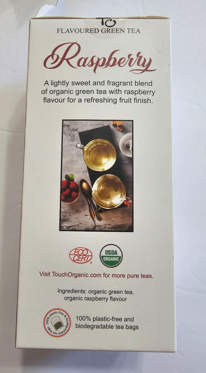Touch Organic RASPBERRY GREEN Tea Bags, 40 Bags, 2.5 oz, New & Sealed