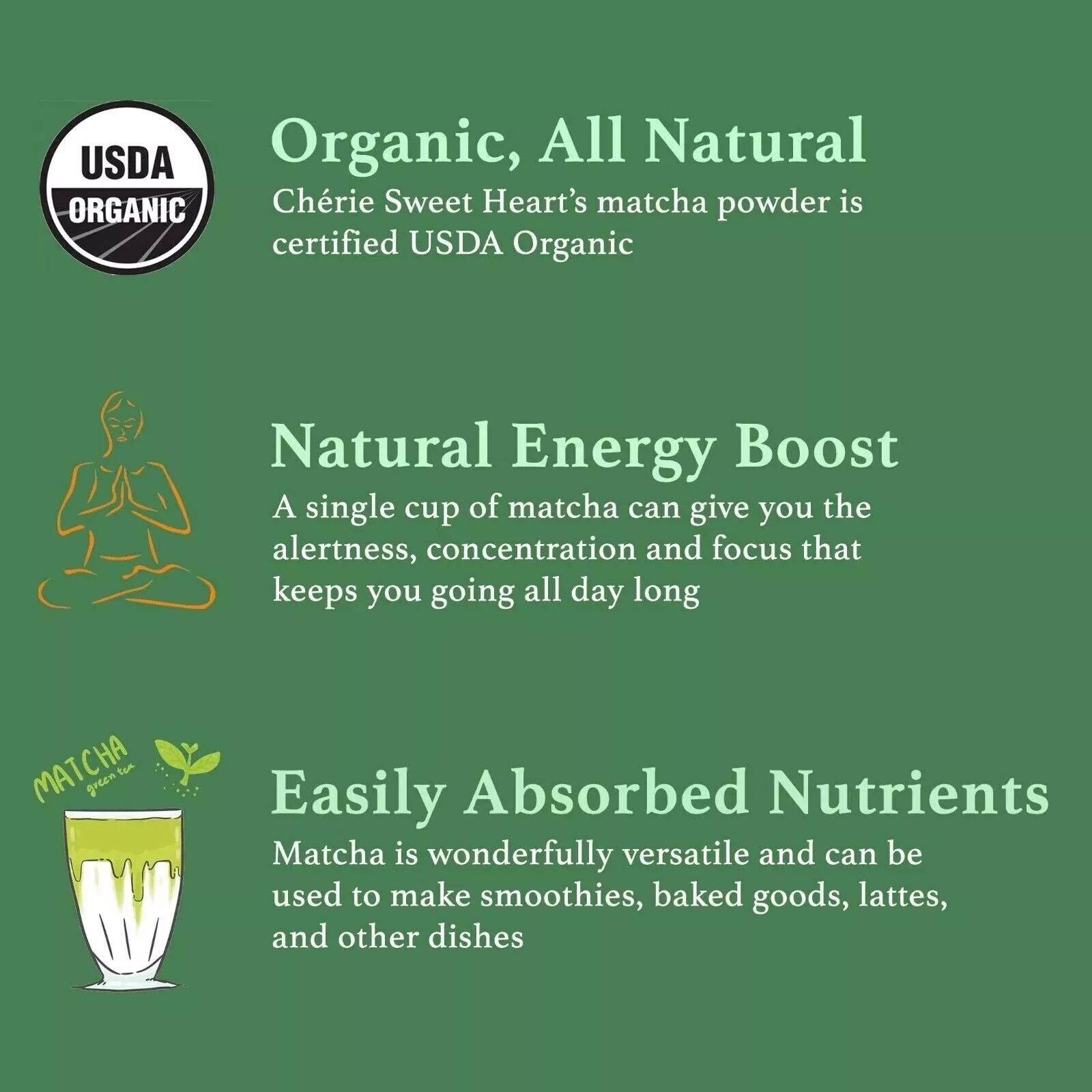 (2-Pack) Cherie Sweetheart Organic Matcha 2 x 16 oz. Green Tea Powder Exp: 12/26