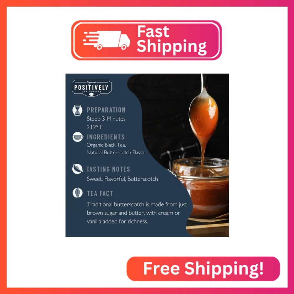 Organic Positively Tea Company, Butterscotch Black Tea, Loose Leaf, 16 Ounce