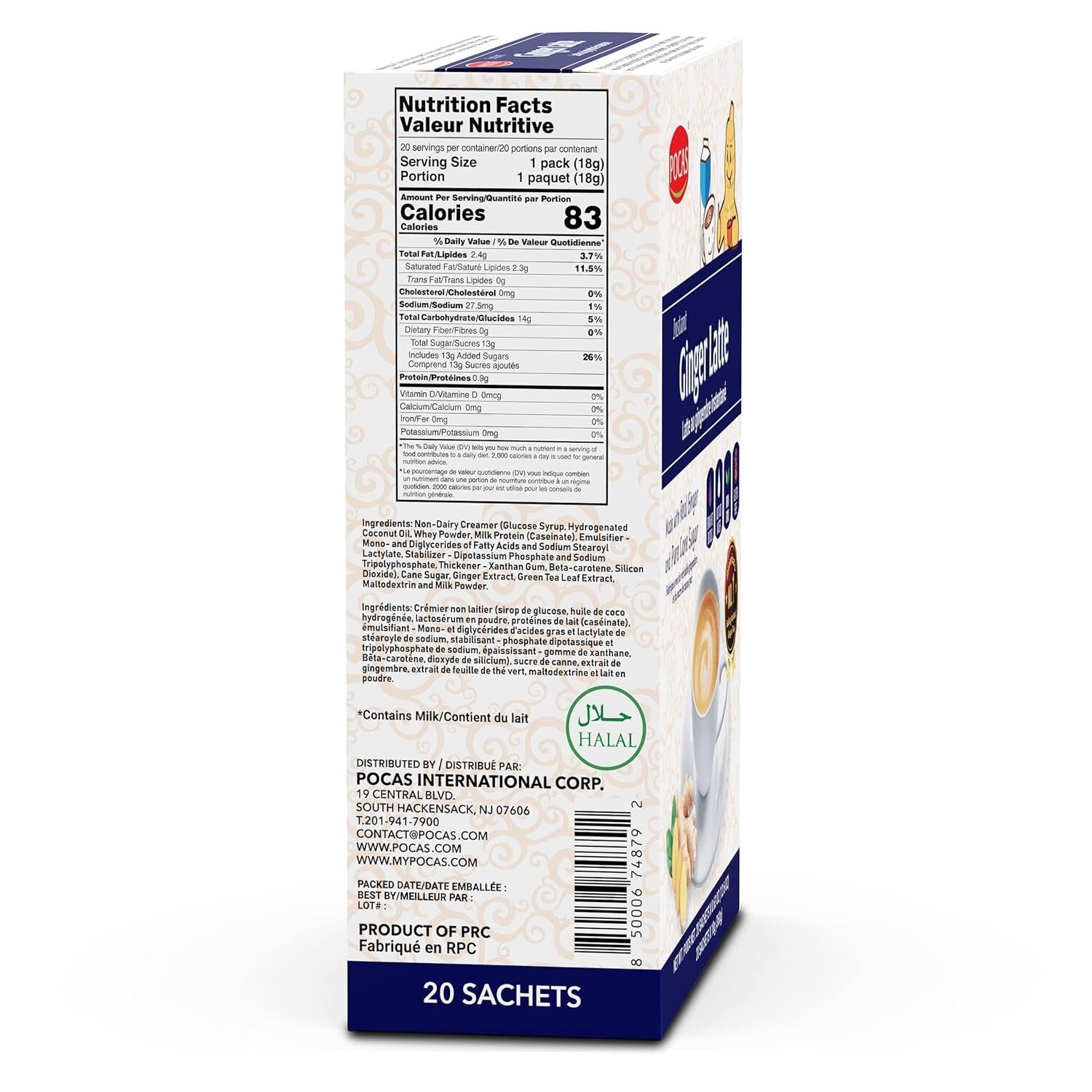 Pocas Honey Ginger Ginger Latte Instant Honey Ginger Tea Made with Real Ginger
