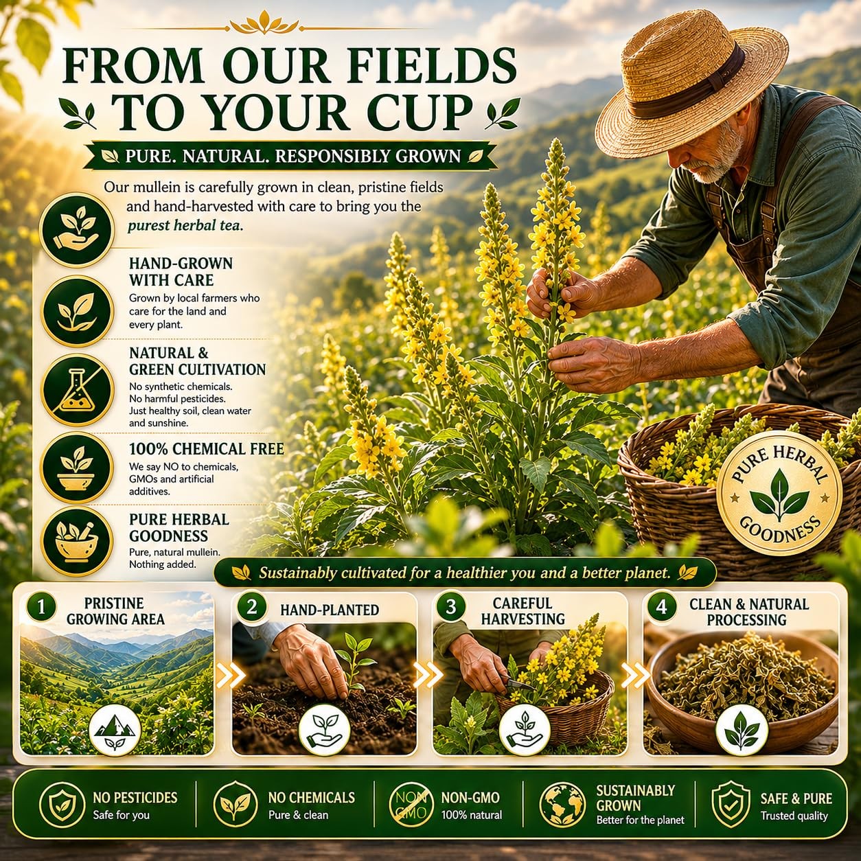 65 Count Value Pack Premium Mullein Leaf Tea Bags – 100% Pure Natural Herbal …