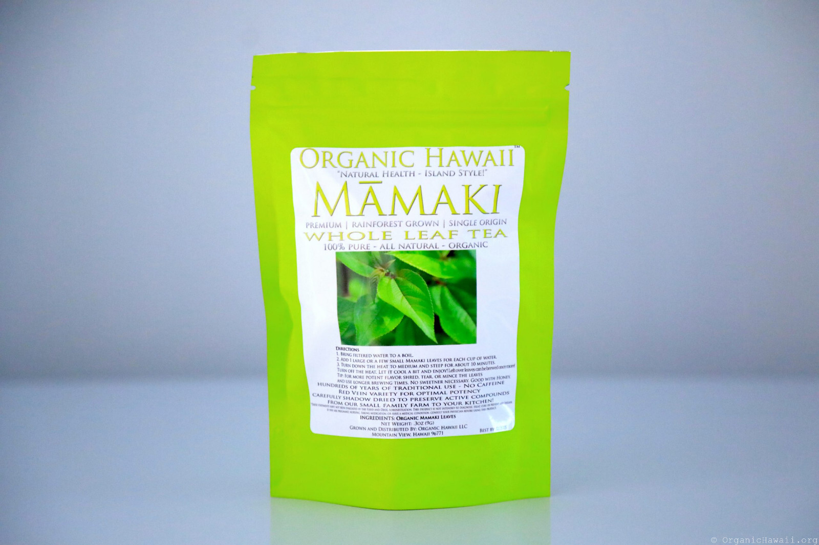 Organic Hawaii MAMAKI Whole Leaves for Tea FRESHLY DRIED Resealable Bag 9g /.3oz