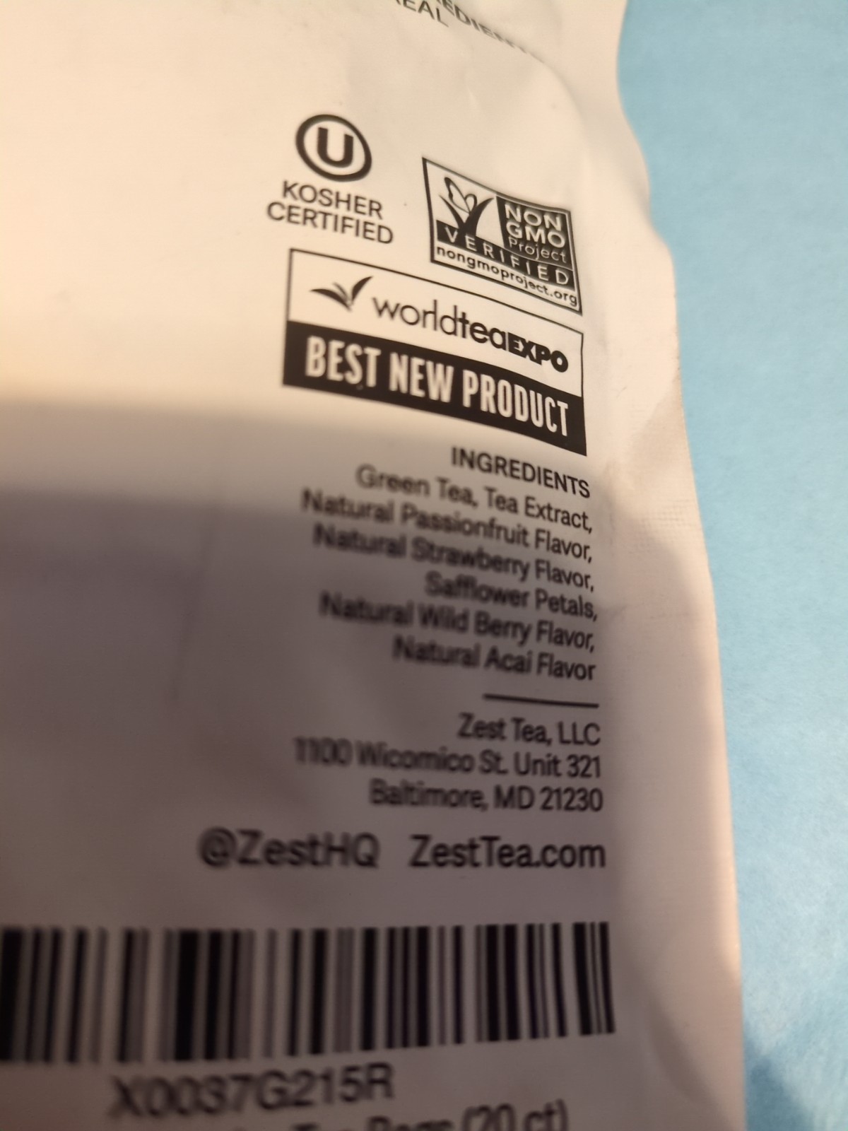 Zest Energy Superberry Samba Green Tea 20 Bags 135mg Caffeine Keto Friendly