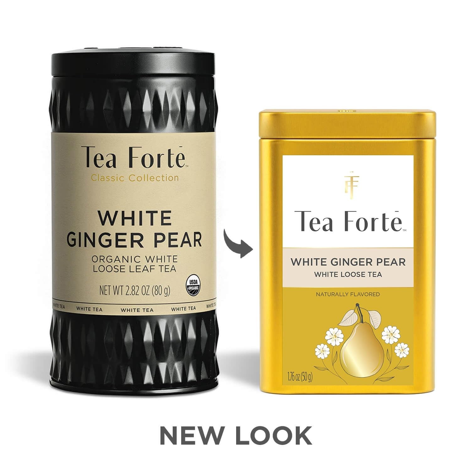 White Ginger Pear Loose Leaf Caffeinated White Tea Blend Canister, Makes 35-…
