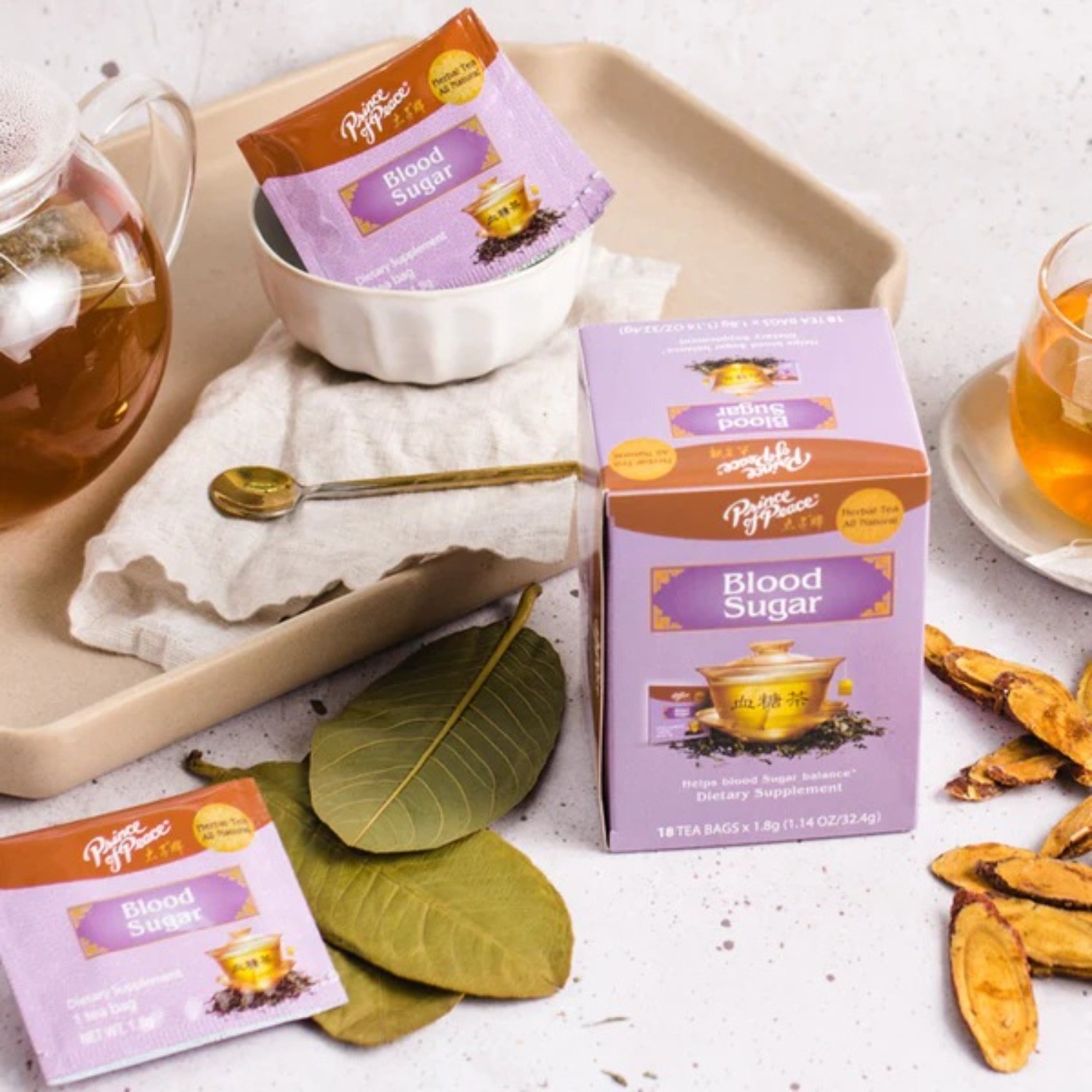 Blood Sugar Herbal Tea, 18 Tea Bags Each Box -Prince of Peace