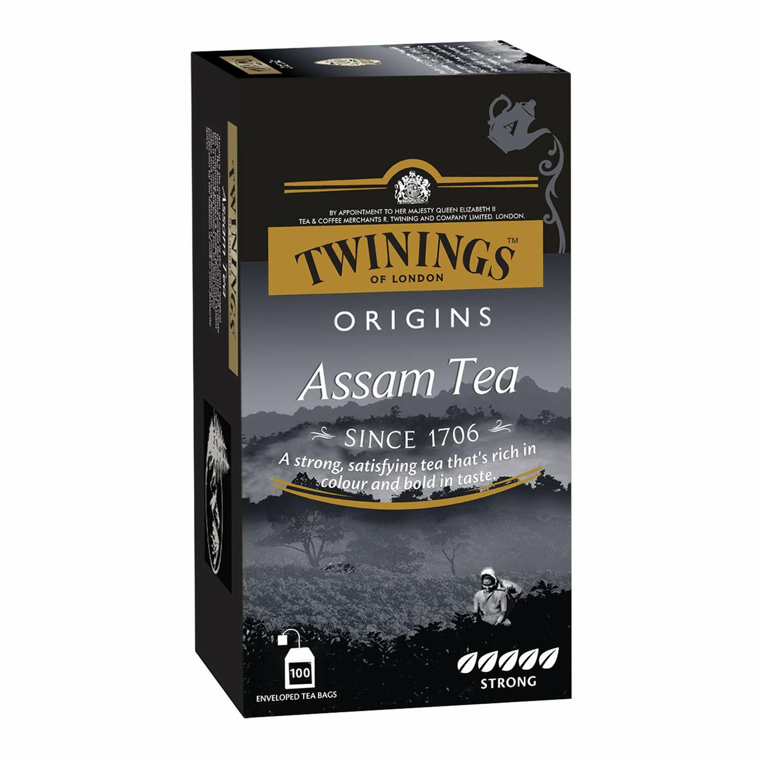 Twinings Assam Tea, 100 Teabags, Premium Black Tea, Twinings Origins,