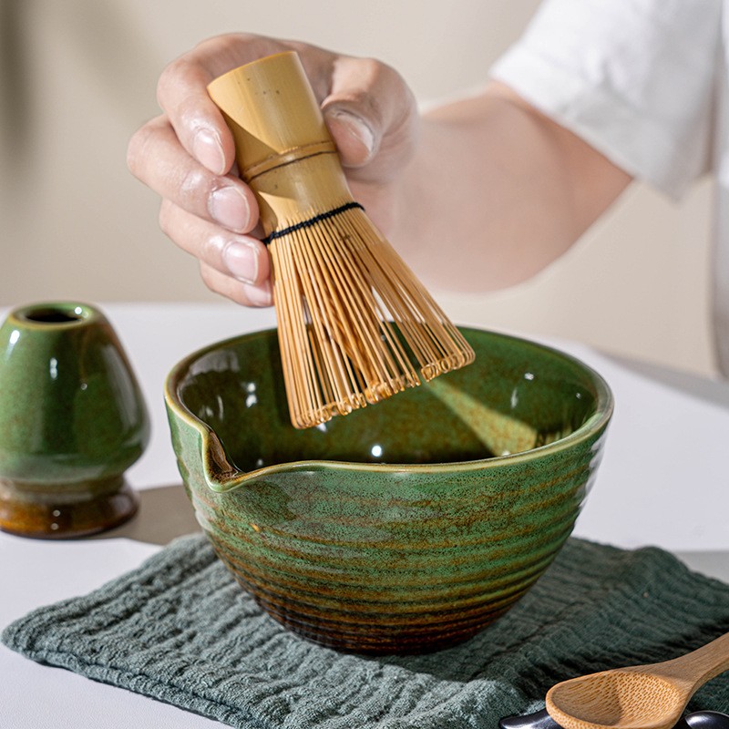 Matcha Whisk Set,7 PCS Ceramic Matcha Kit Includes Matcha Bowl with Spout Matcha