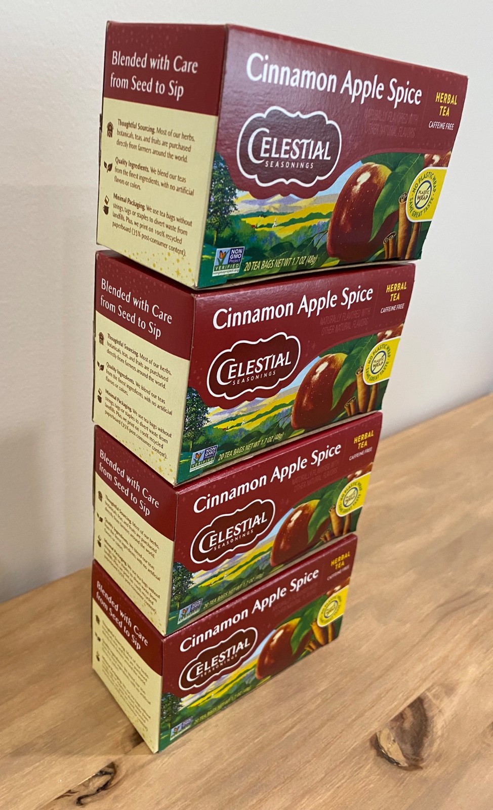 Celestial Seasonings Cinnamon Apple Spice Herbal Tea LOT/4 Boxes BBD 11’27