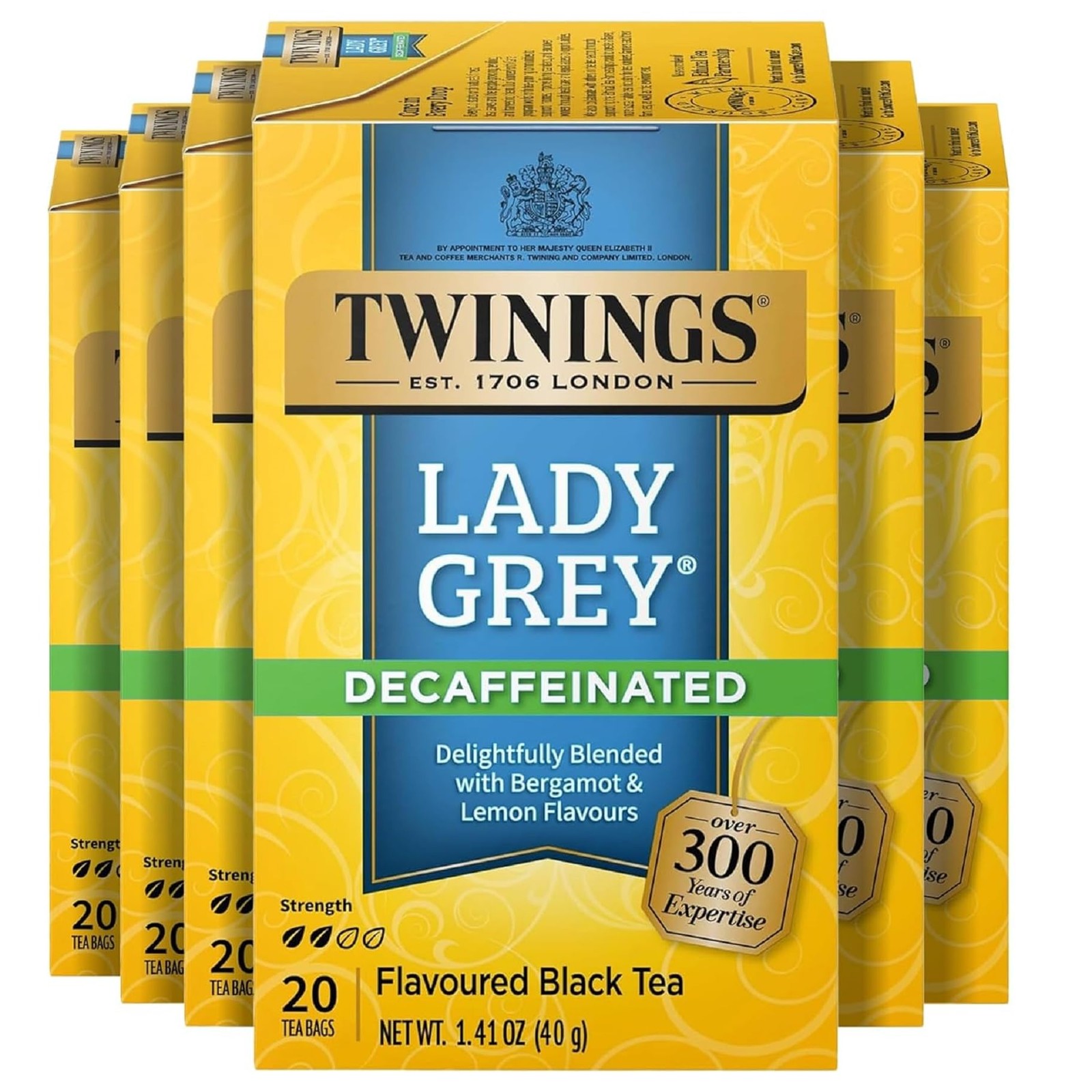 Twinings Decaffeinated Lady Grey Black Tea Individually Wrapped Bags 120 Teabags