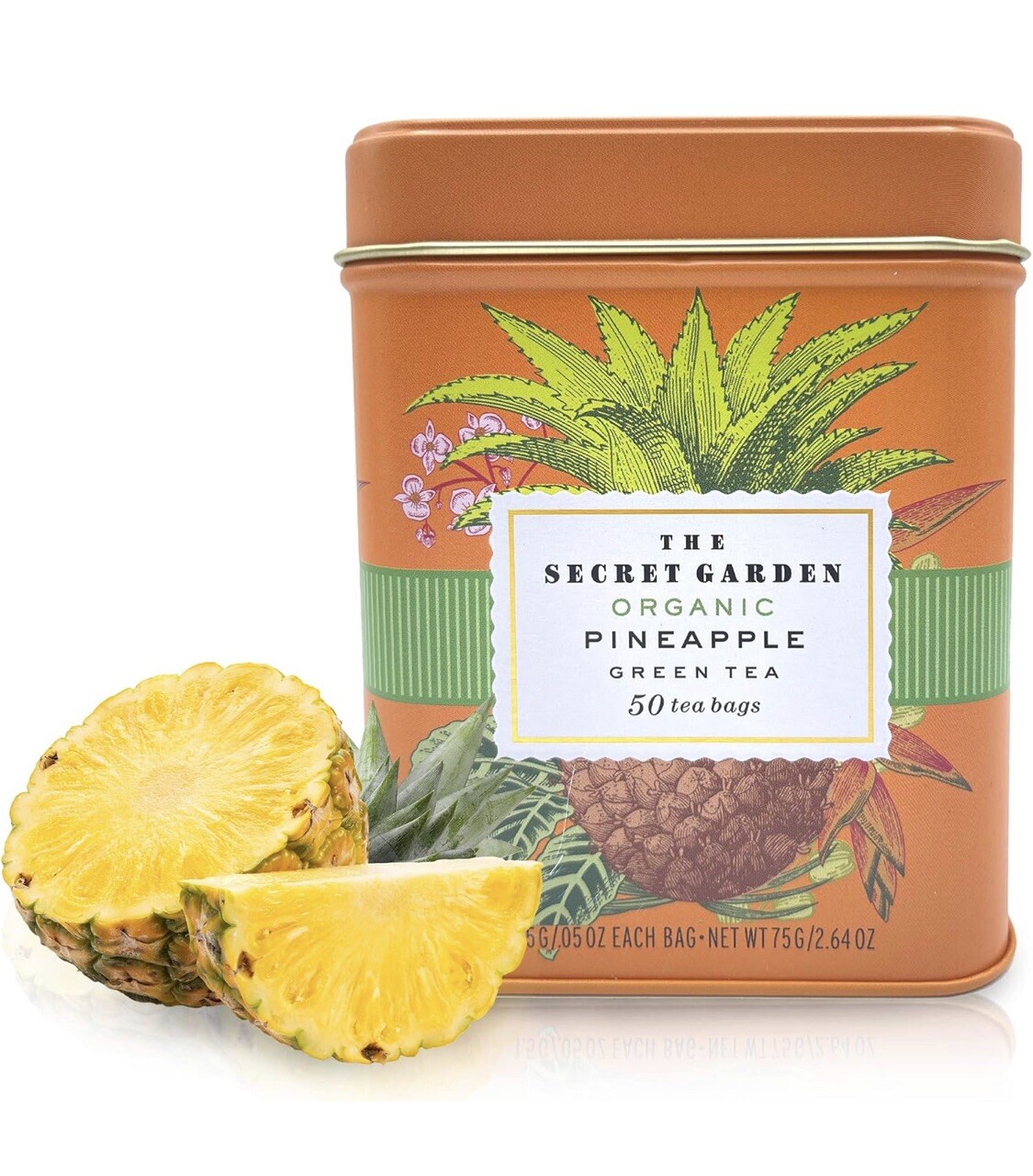 Pineapple Green Tea, The Secret Garden Organic 50 Bags Net Weight 100g NOT 75g