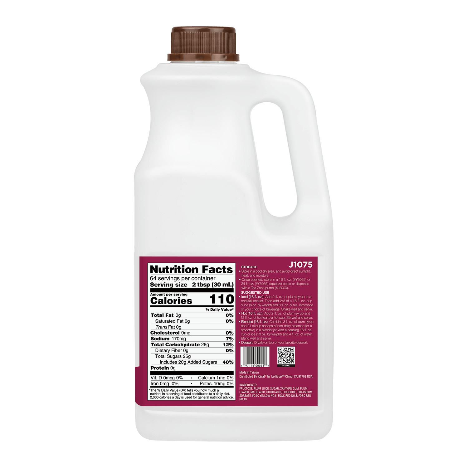 Tea Zone Plum Syrup (64oz), J1075