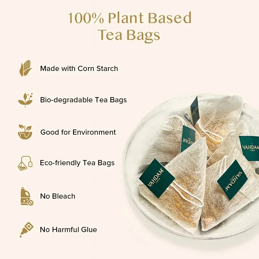 VAHDAM Organic Turmeric Ginger Tea 100 Bags Caffeine Free Non-GMO Herbal