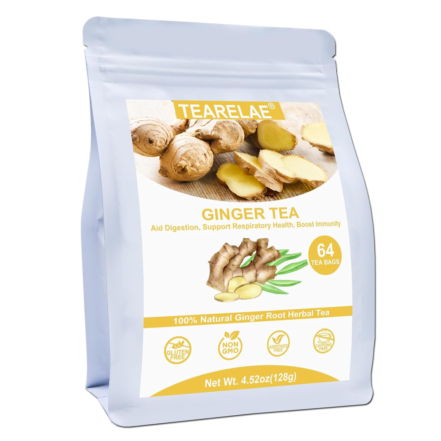 Invigorating 64 Count Ginger Tea Bags – Naturally Caffeine-free Herbal Delight