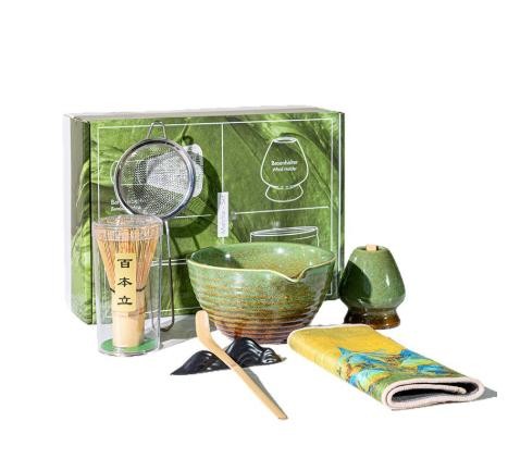 Matcha Whisk Set,7 PCS Ceramic Matcha Kit Includes Matcha Bowl with Spout Matcha